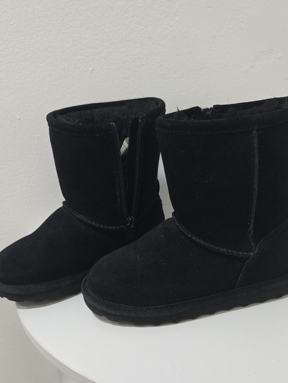Kids Black Suede Winter Boots